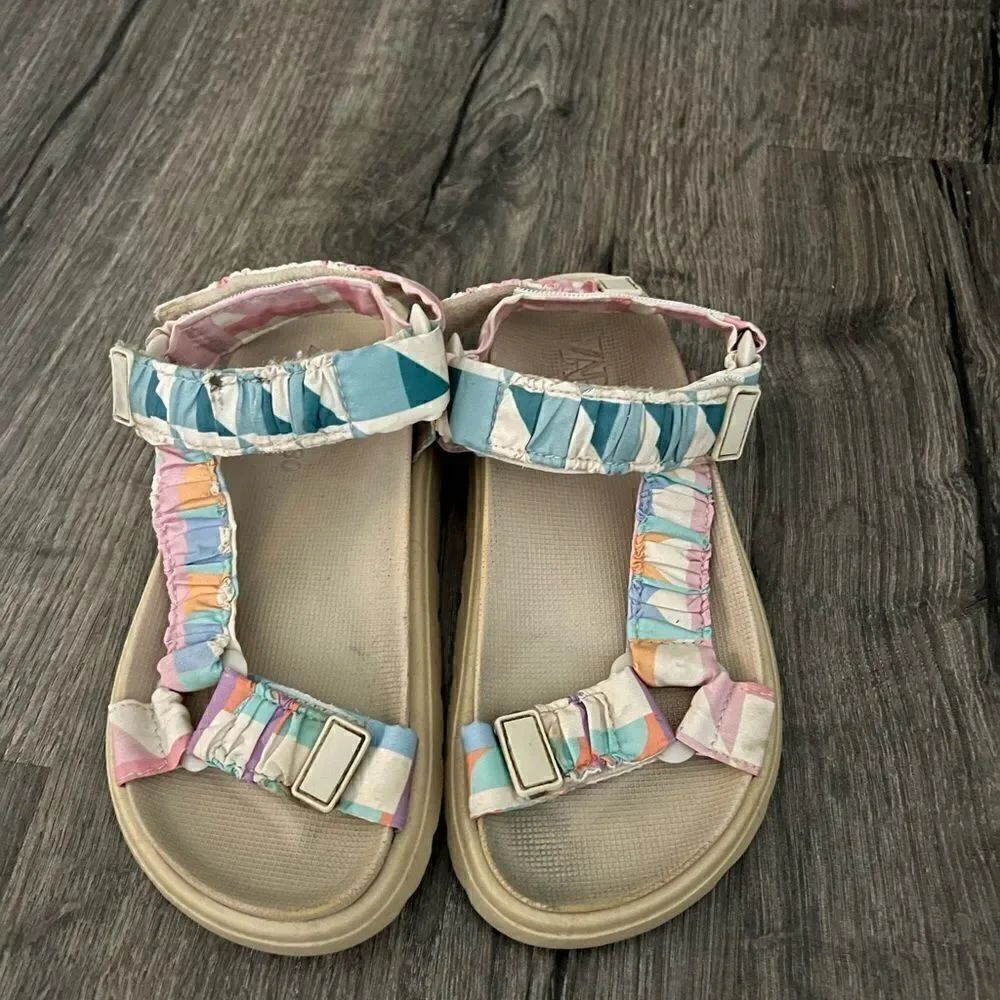 Zara Kids Gathered Fabric Sandals Girls Size 30 /US 12